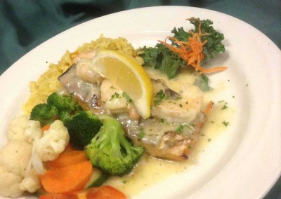 Shrimp and salmon scampi